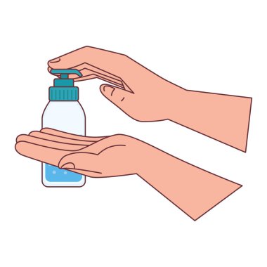 Sabun şişesi tasarımı olan eller