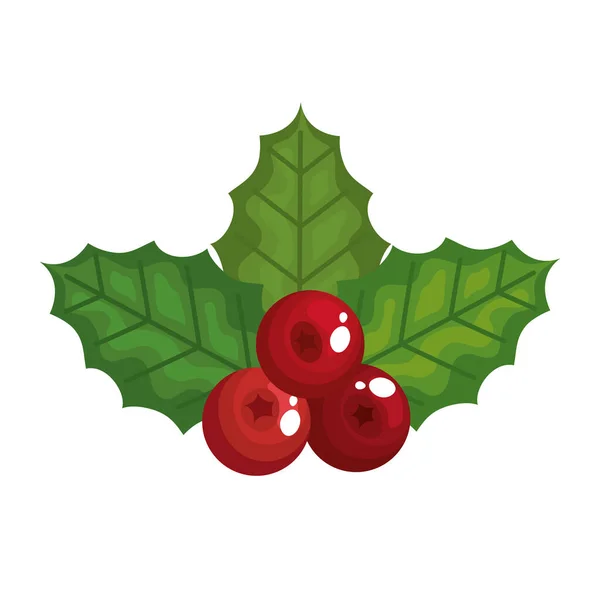 Frohe Weihnachten Beeren mit Blättern Vektor-Design — Stockvektor