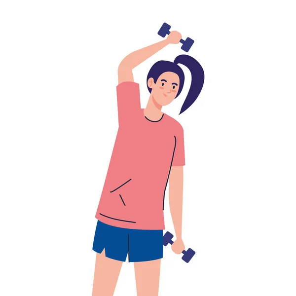 Woman cartoon lifting weights vector design — Stock Vector