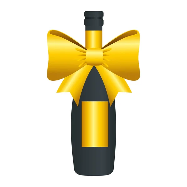 Champagne bottle with bowtie vector design — Stock Vector