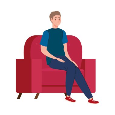 Kadın koltuk vektörü tasarımında oturuyor