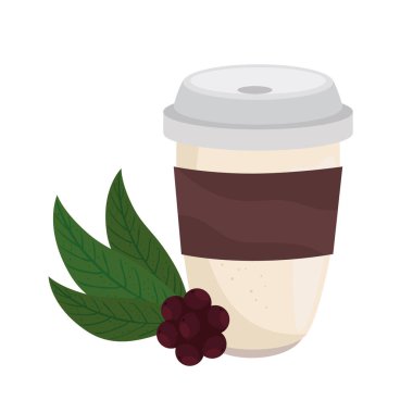 kahve fincanı ve fasulye ve vektör tasarımı