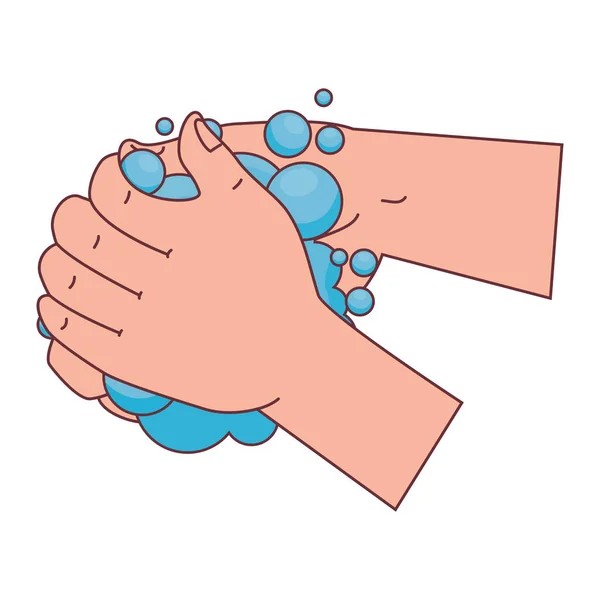 Χέρι πλύσιμο με φυσαλίδες διανυσματικό σχεδιασμό — Διανυσματικό Αρχείο