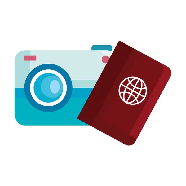 Projekt paszportu podróży i wektora kamery — Wektor stockowy
