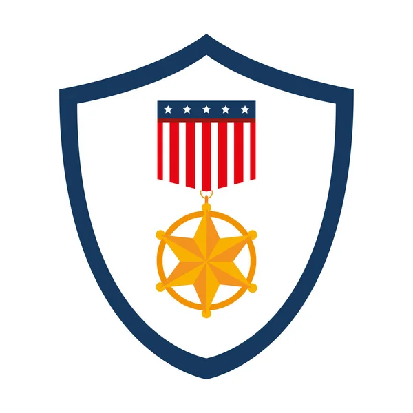 Etats-Unis médaille étoile en conception vectorielle de bouclier — Image vectorielle