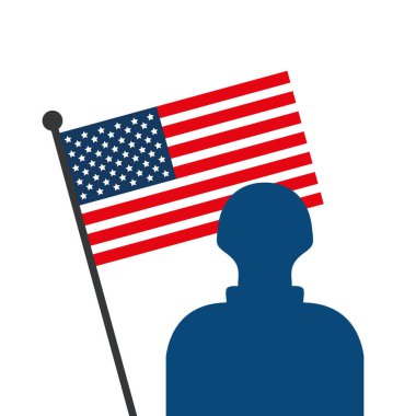 ABD bayrak vektör tasarımlı asker.