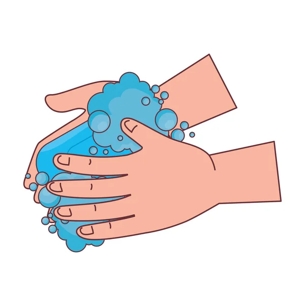 Hands washing with bubbles and soap vector design — Stock Vector