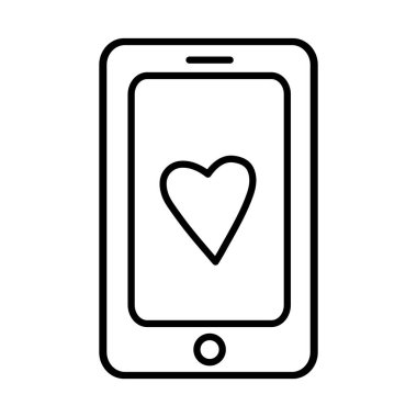 kalp etiketli akıllı telefon ve satır biçimi vektör tasarımı