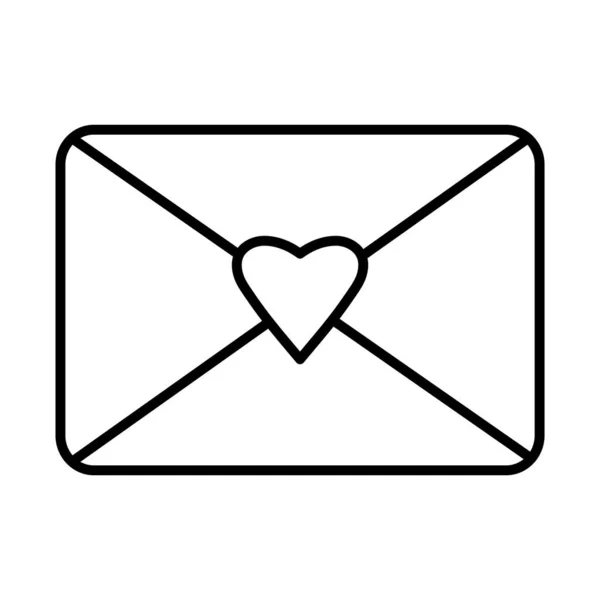 Tarjeta de amor con etiqueta engomada corazón y diseño de vectores icono de estilo de línea — Vector de stock