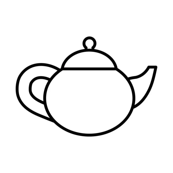 Autocollant de pot de thé et conception vectorielle d'icône de style ligne — Image vectorielle