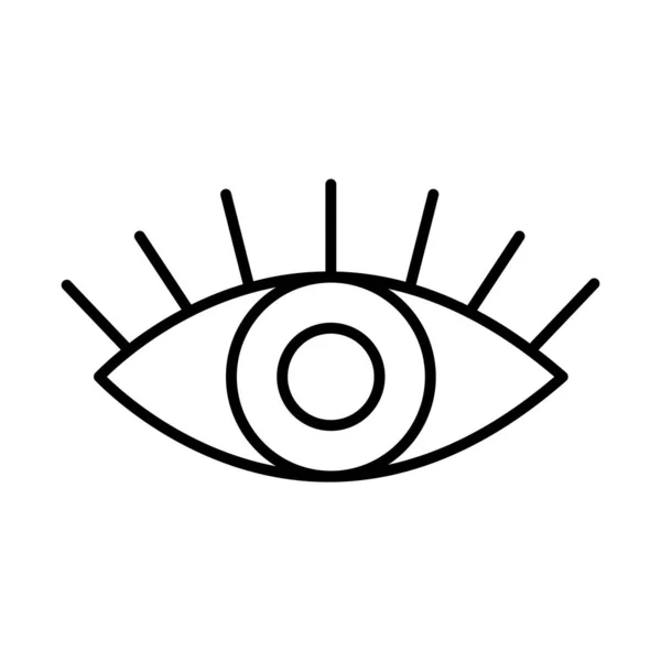 Etiqueta engomada ojo femenino y diseño de vector icono de estilo de línea — Archivo Imágenes Vectoriales