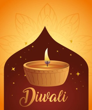 Çerçeve vektör tasarımında mutlu diwali diya mumları