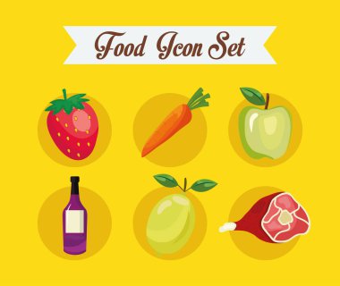 yemek ve yemek ikon koleksiyonu vektör tasarımı