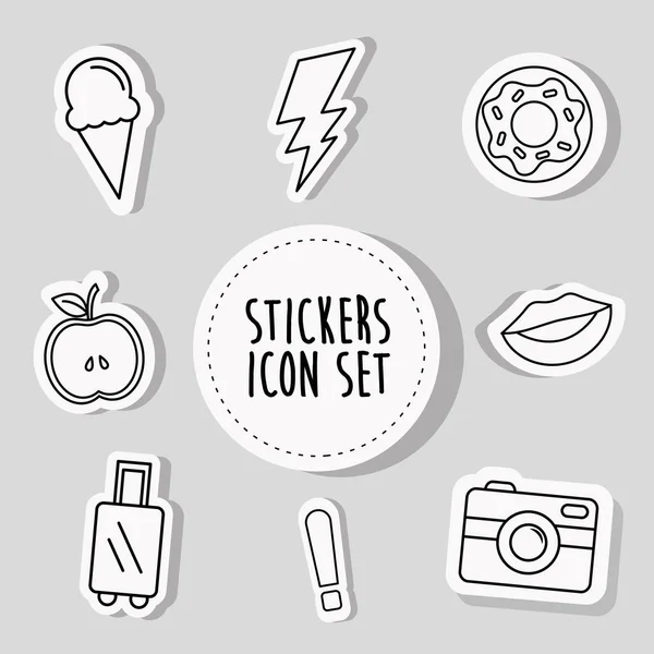 Cute seal stamp and stickers line style icon set vector design — 스톡 벡터