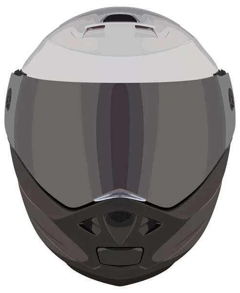 Front Black White Motorcycle Helmet White Background — Stock Vector