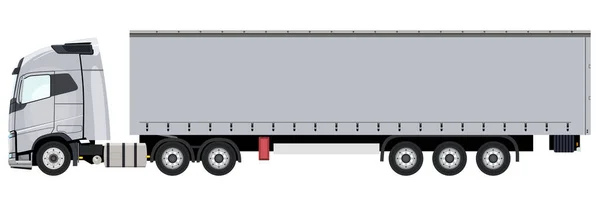 Witte Vrachtwagen Met Een Aanhangwagen Een Witte Achtergrond — Stockvector