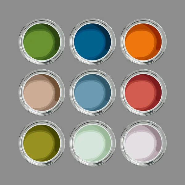Multicolored Paint Cans Top View Stock Vector