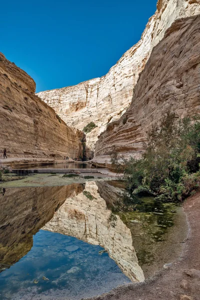 Národní park Ein Avdat v Izraeli. Centrální nádrž. — Stock fotografie