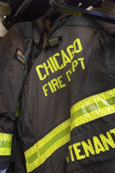 Chicago Illinois Octubre 2018 Ropa Del Bombero Por Verdadero Camión — Foto de Stock