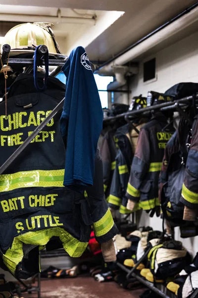 Chicago Illinois Octubre 2018 Ropa Del Bombero Por Verdadero Camión — Foto de Stock