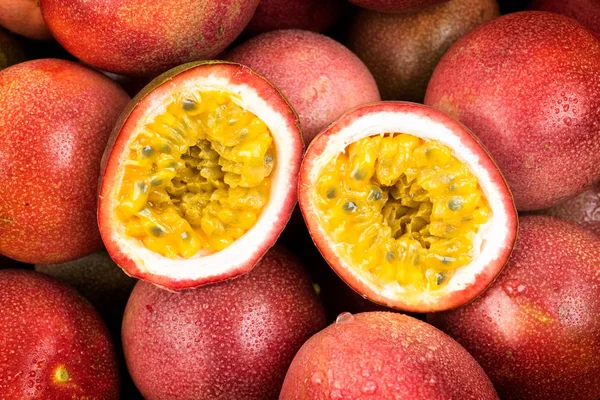 Frutto Della Passione Primo Piano Esotico Maracuja Granadilla Maracuya Parcha — Foto Stock