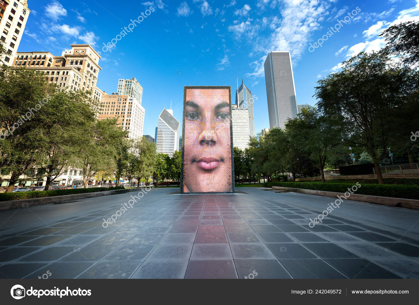 Chicago Usa October 2018 Water Fountains Lighted Faces October 9th Stock Editorial Photo C Ventdusud 242049572