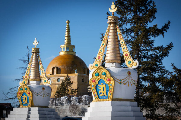 Stupa of the famous Datsan Rinpoche Bagsh, buddhism temple at Ulan-Ude, siberia, Russia