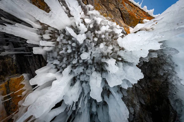 Cueva Hielo Lago Baikal Paisaje Invernal Siberia Rusia — Foto de Stock