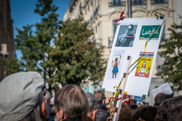 Lyon Francia Octubre 2020 Protesta Contra Terrorismo Después Días Ataques — Foto de Stock