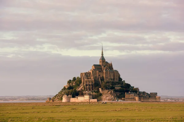 Mont Saint Michel Kolostor Abbey Ben Normandia Észak Franciaországban Szigeten — Stock Fotó