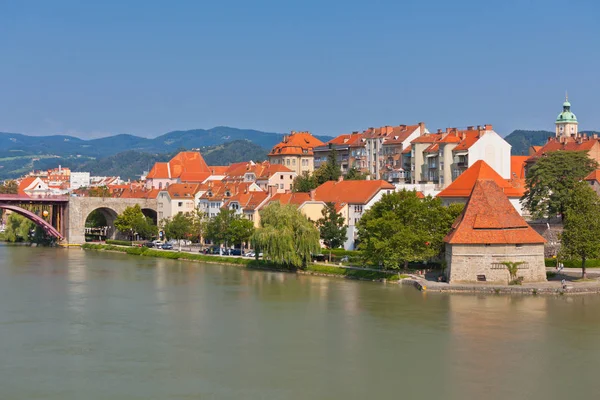 Skyline Maribor Staden Vallen Soliga Dag Slovenien — Stockfoto