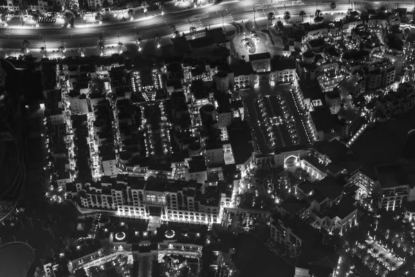 Dubaï Scène Nocturne Avec Lumières Ville Vue Dessus — Photo