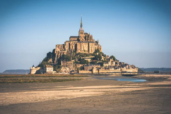 Mont Saint Michel Manastırı Abbey Normandy Fransa Için Adada — Stok fotoğraf