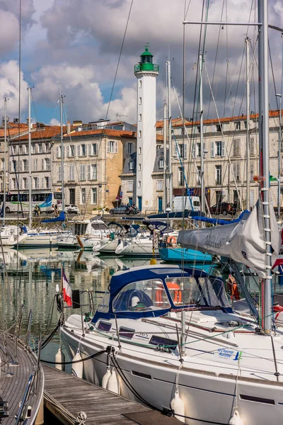 Francia Rochelle Septiembre 2015 Vista Yates Hermoso Faro Antiguo Puerto —  Fotos de Stock