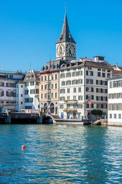 Suiza Zurich Agosto Vista Del Centro Histórico Zúrich Con Famosa — Foto de Stock