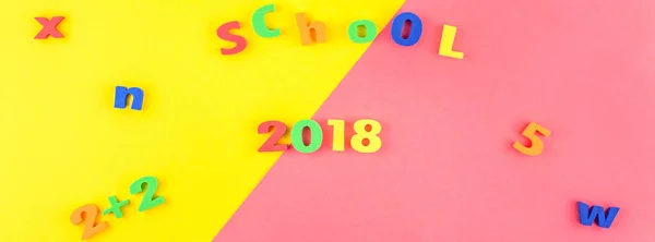 Creative Flat Lay Back School Concept Welcome Letters Message Bright — Foto Stock