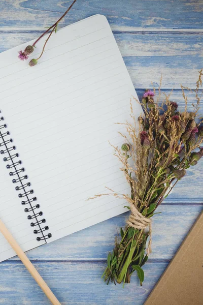 Draufsicht Auf Herbst Trockene Blumen Mit Gras Danksagung Hintergrund Über — Stockfoto