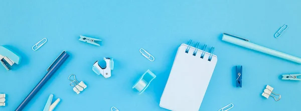 Top View Flat Lay Workspace Desk Styled Design School Office — Stock Photo, Image