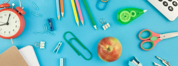 Creative Flat Lay Top View Back School Concept Color School — Stock Photo, Image