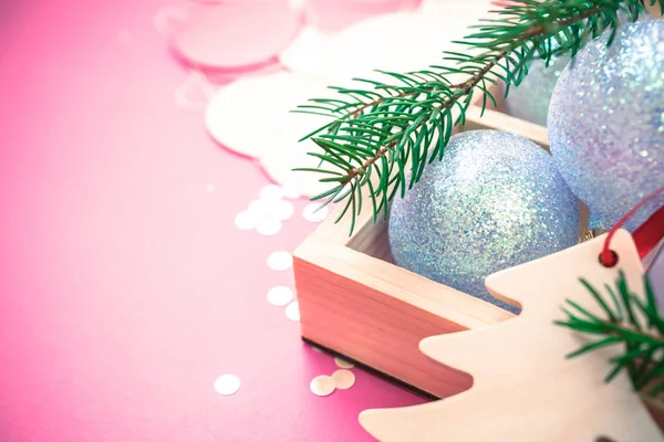 Ano Novo Natal Natal Feriado Celebração Composição Pérola Decorativo Brinquedo — Fotografia de Stock