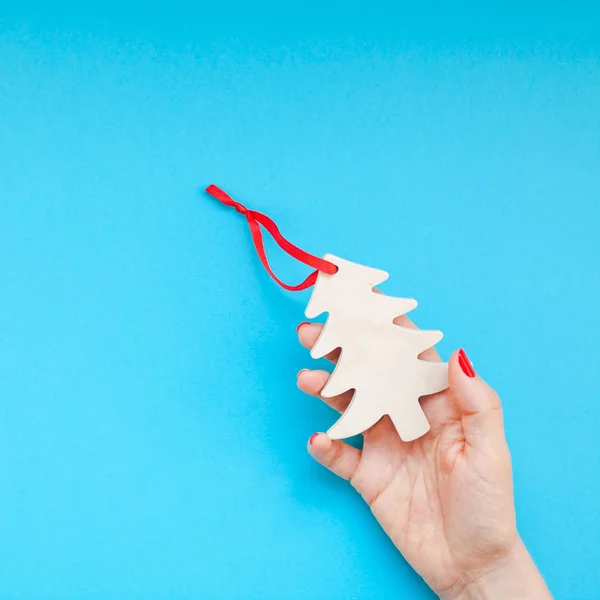 Año Nuevo Navidad Vista Superior Navidad Fiesta Celebración Mujer Mano —  Fotos de Stock