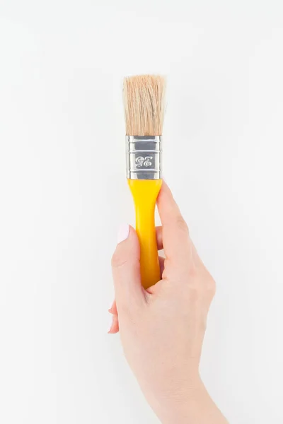 Creative Image Woman Hand Holding New Paint Brush Copy Space — Stock Photo, Image