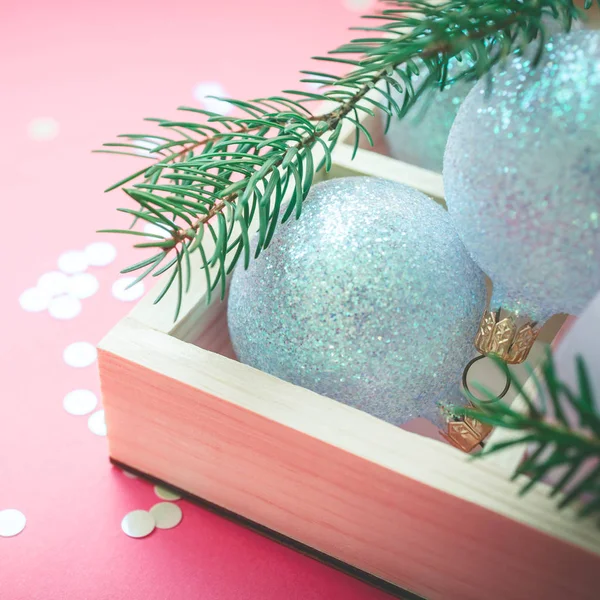 Ano Novo Natal Natal Feriado Celebração Composição Pérola Decorativo Brinquedo — Fotografia de Stock