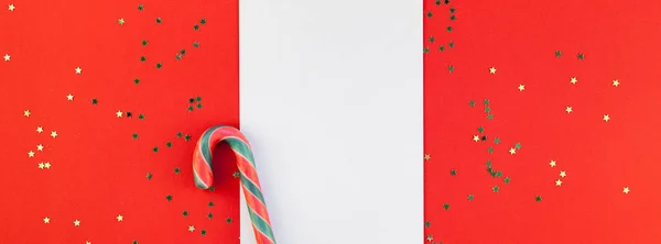 Creativo Año Nuevo Felicitaciones Navidad Carta Maqueta Plana Laico Vista — Foto de Stock