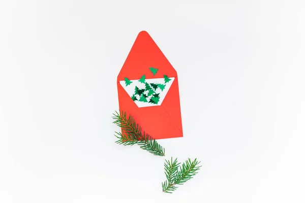 Новогодние Рождественские Рождественские Праздники 2019 Праздник Картина Письмо Зеленая Елка — стоковое фото