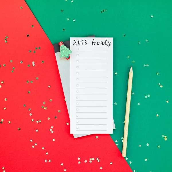 Capodanno Creativo Natale Todo List Event Planner Mockup Flat Lay — Foto Stock