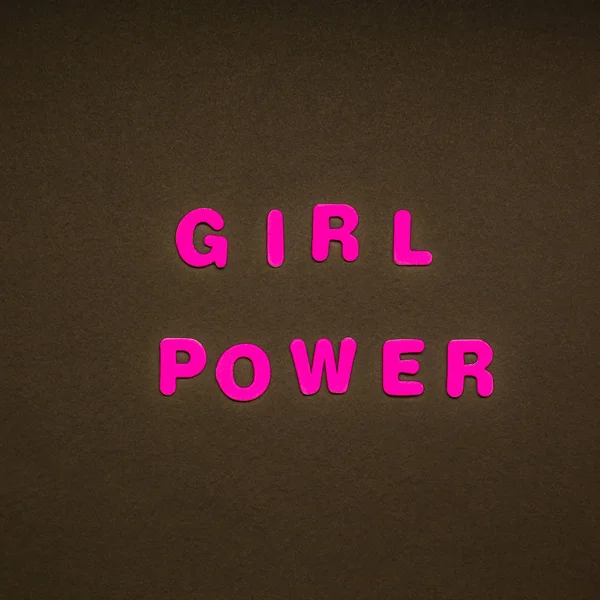 Creative Pink Text Made Plastic Letters Girl Power Writing Black — Stock Photo, Image