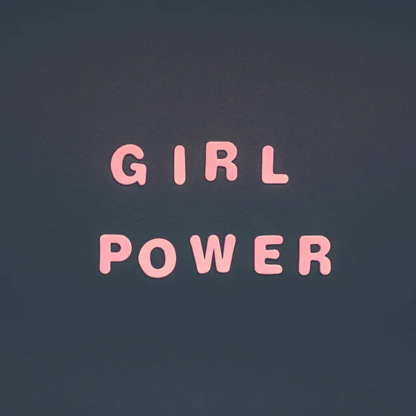 Creative Pink Text Made Plastic Letters Girl Power Writing Black — Stock Photo, Image