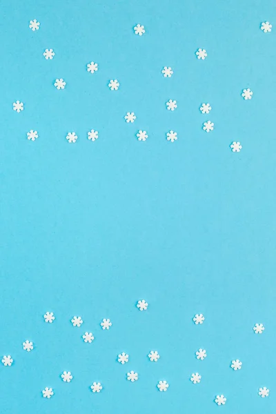 Креативный Вид Сверху Плоскую Зимнюю Раму Концепция Зимний Узор Маленьких — стоковое фото