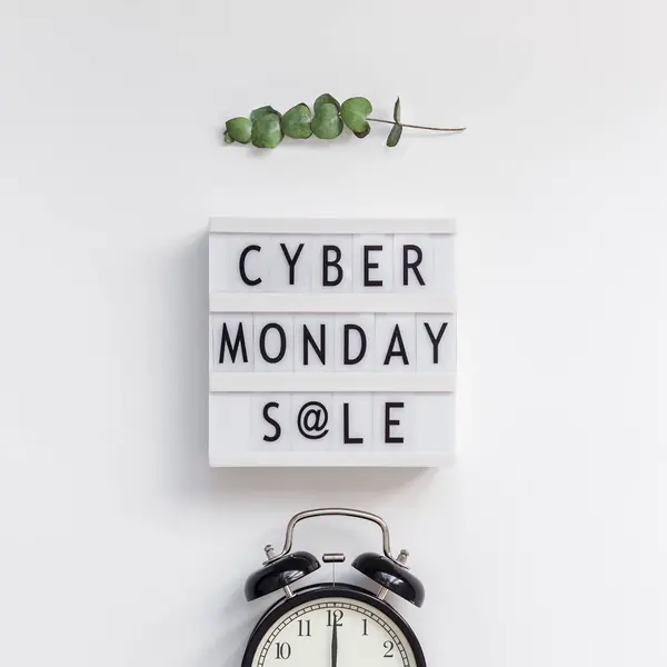 Kreativ Draufsicht Flach Legen Förderung Zusammensetzung Cyber Monday Verkauf Text — Stockfoto